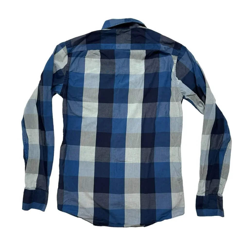 J.CREW Blue Gray Plaid Slim Washed Button Down Shirt Size XS Mens #06134